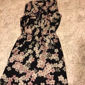 LOFT XXSP Navy/Purple Floral Dress